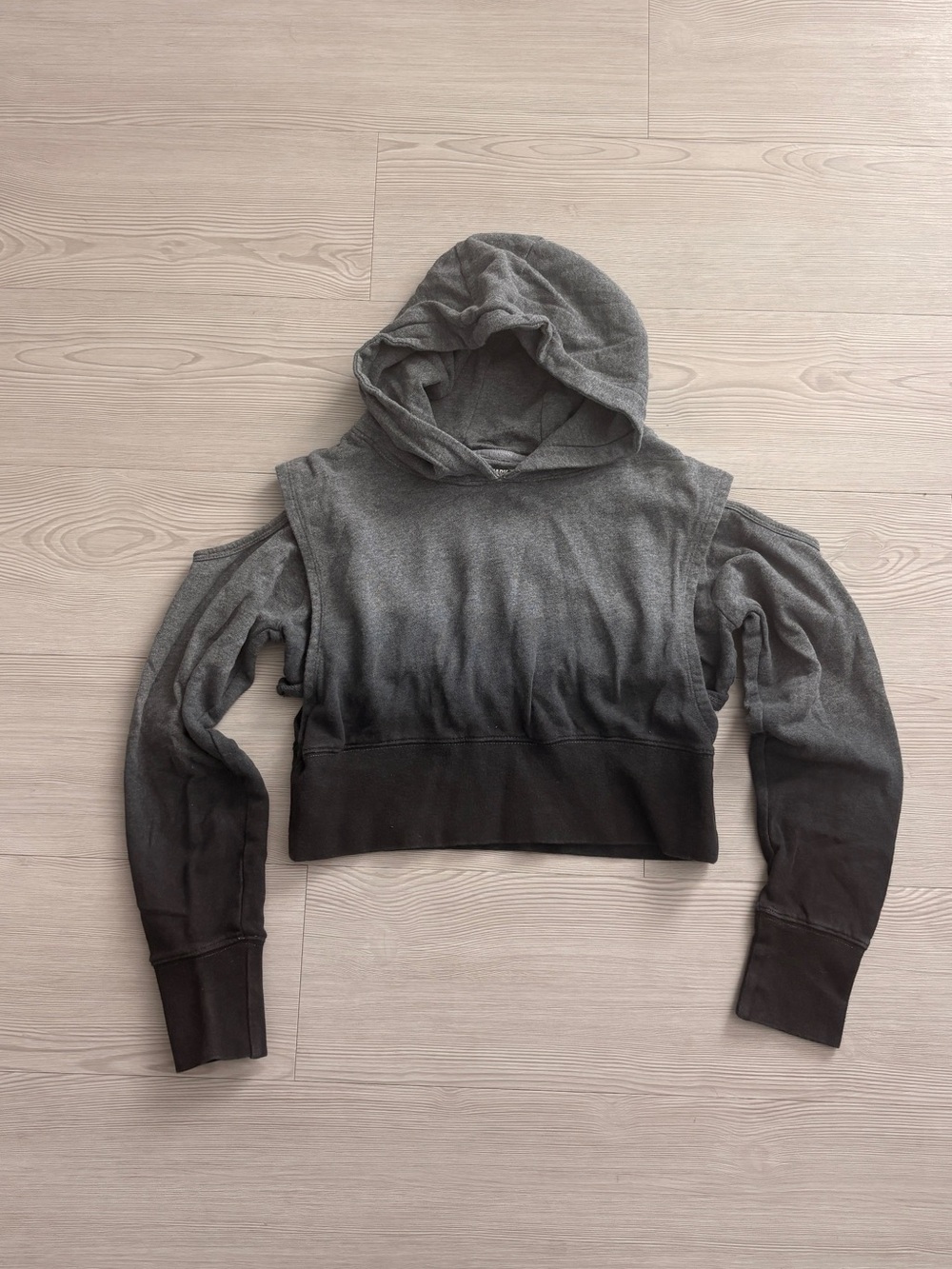 Gymshark Gray Ombre Cold-Shoulder Cropped Hoodie
